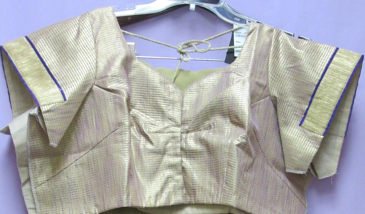 Elegant Beige Cocktail Party Wear Saree Blouse Semi-Stitched #7814