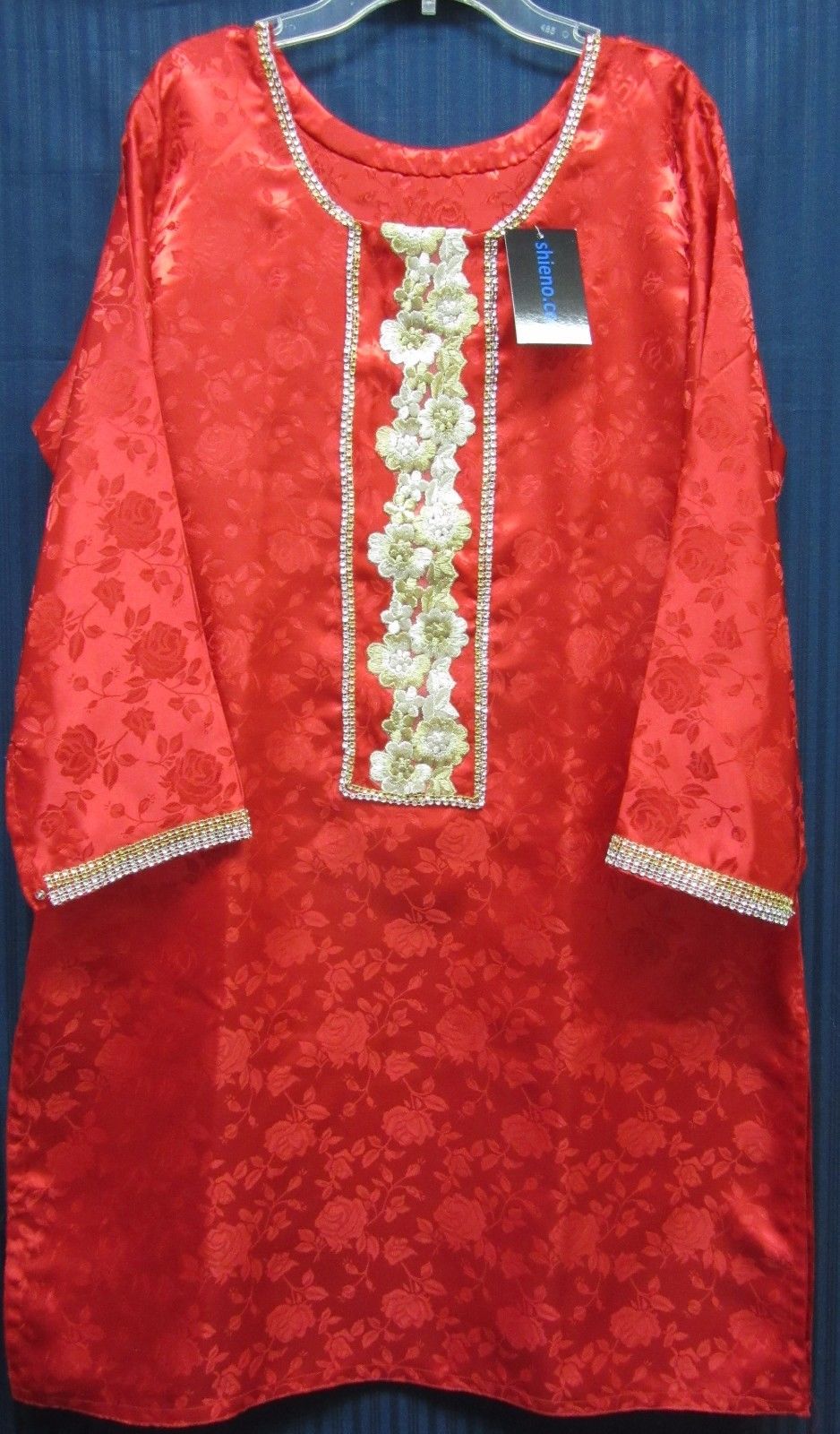 Kurti 7928 Red Shanghai  Kameez Tunic Shirt Cocktail Wear Large Size