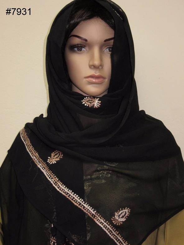 Black Georgette Sheela Dupatta Scarf Stole for Women #7931 Black Georgette Sheela Dupatta Scarf Stole for Women #7931