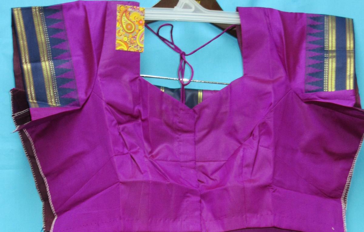 Blouse 7988 Blue/Magenta Silk Saree Blouse Medium – Large Size #8523