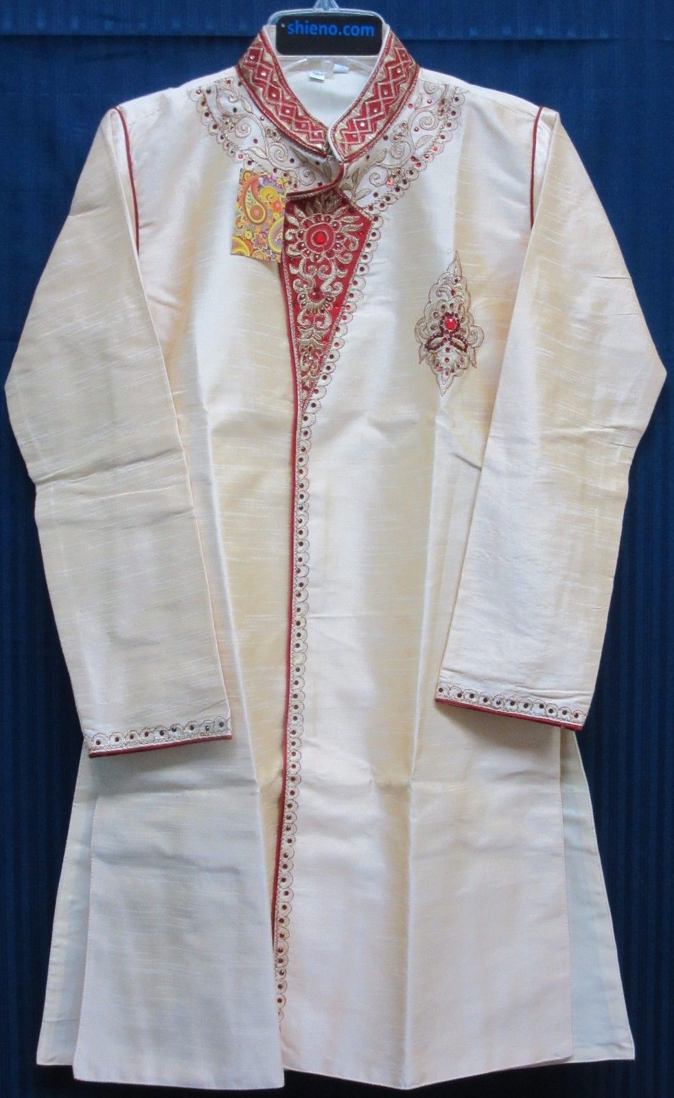 Golden Silk Boys Sherwani Kurta Pajama Dupatta Set 2-8 Years Old Golden Silk Boys Sherwani Kurta Pajama Dupatta Set 2-8 Years Old