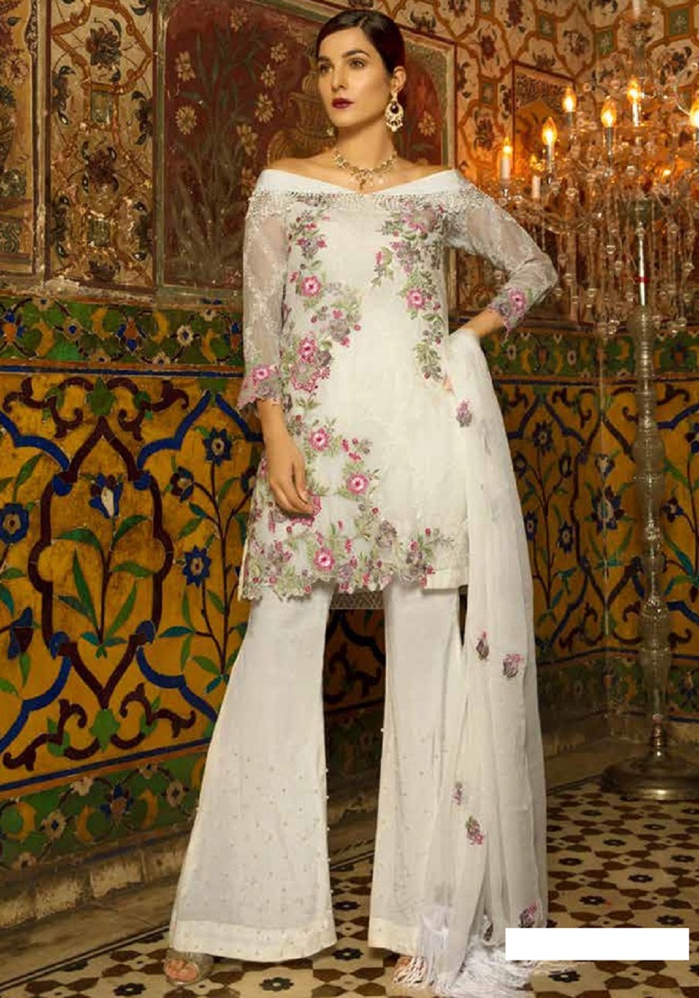 white embroidered salwar