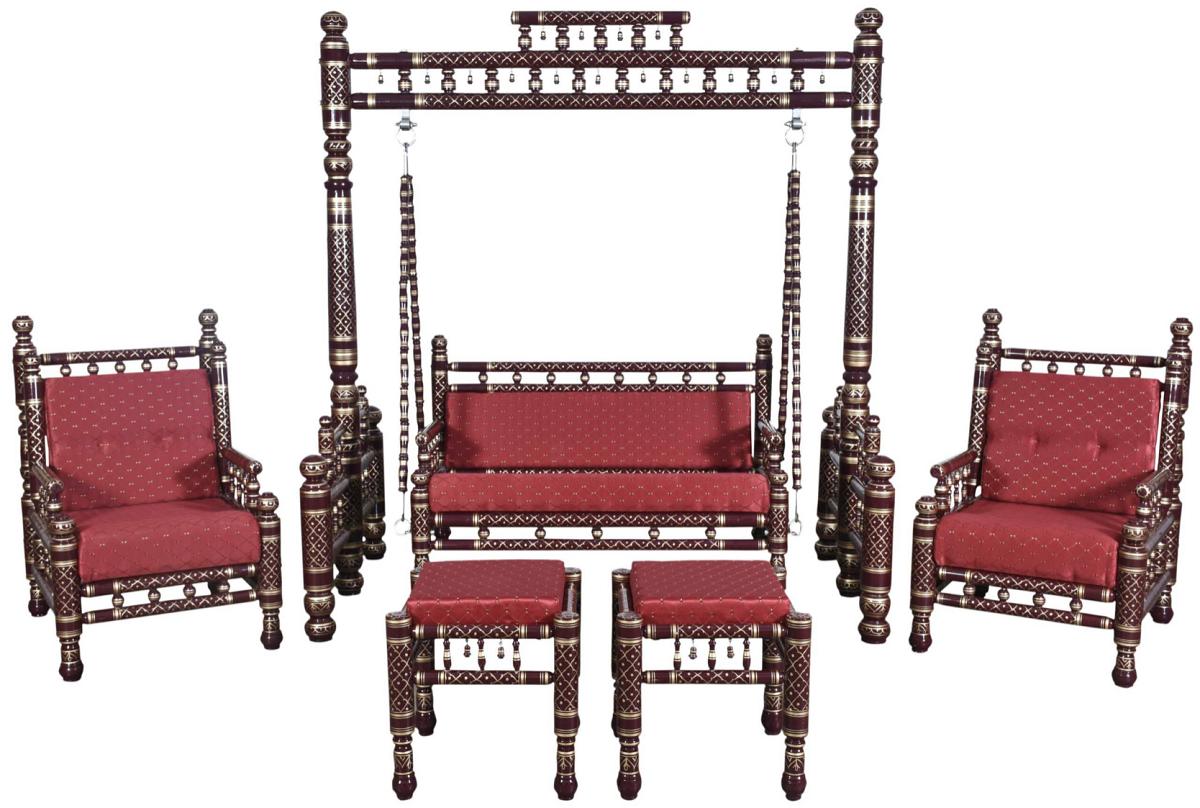 Swing Sofa Set 5 Pieces Maroon 57463