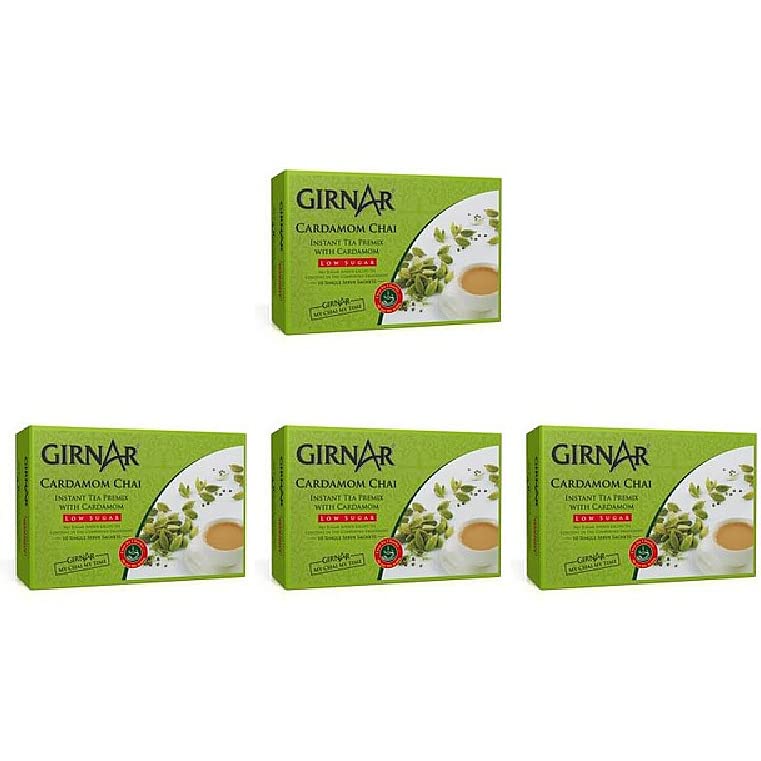 Pack Of 4 - Girnar Instant Cardamom Chai Milk Tea Reduced Sugar - 120 Gm (4.2 Oz)