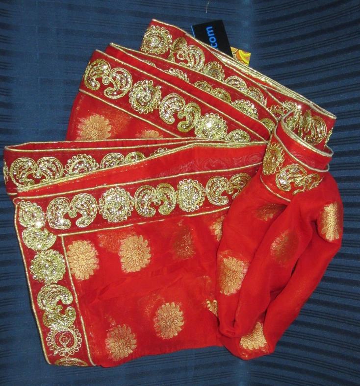 Green Orange Red Georgette Party Wear Scarf Dupatta Chunni Green Orange Red Georgette Party Wear Scarf Dupatta Chunni