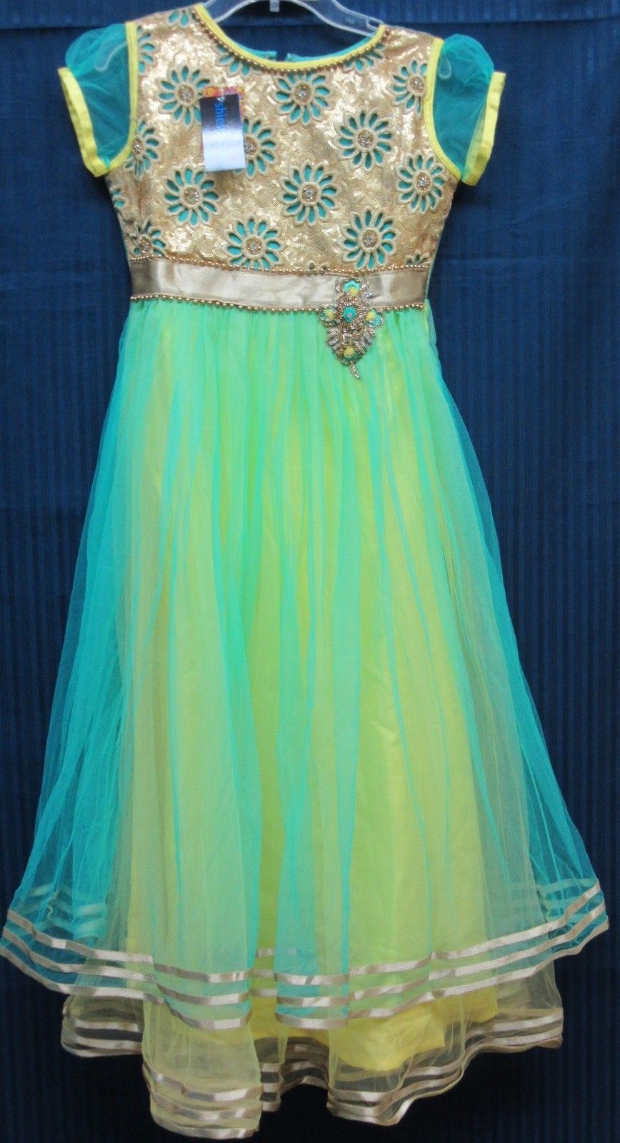 Sea Green Flared Anarkali Kameez Churidar Dupatta Suit - S Sea Green Flared Anarkali Kameez Churidar Dupatta Suit - S