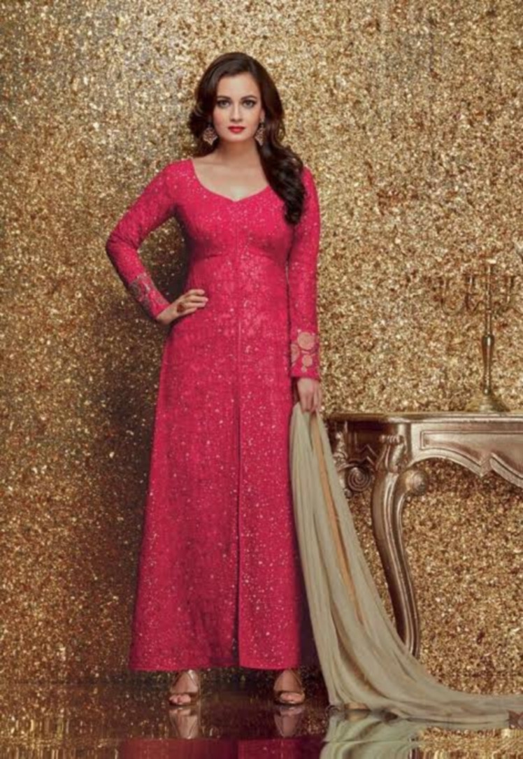 Elegant Georgette Embroidered Churidar Salwar Long Kameez Dupatta Dia Mirza Elegant Georgette Embroidered Churidar Salwar Long Kameez Dupatta Dia Mirza