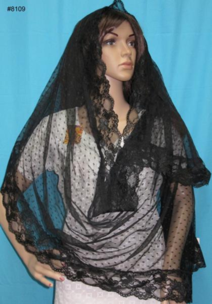 Black Lace Dupatta Chunni Shawl Wrap for Ladies #8109