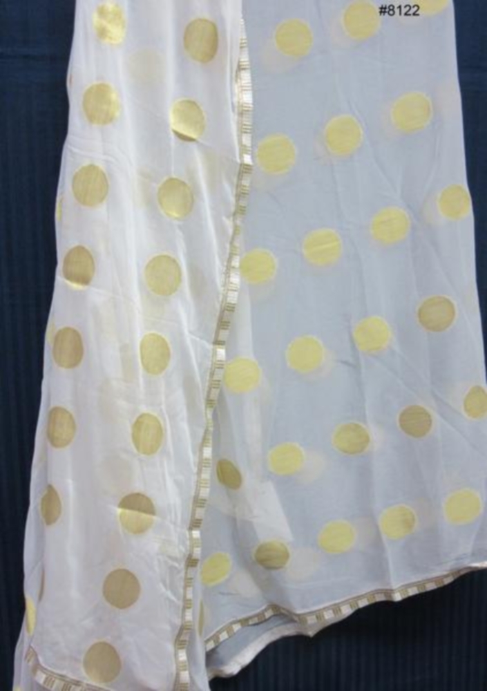 White Chiffon Georgette Jamawar Dupatta Chunni / Ladies Scarf White Chiffon Georgette Jamawar Dupatta Chunni / Ladies Scarf