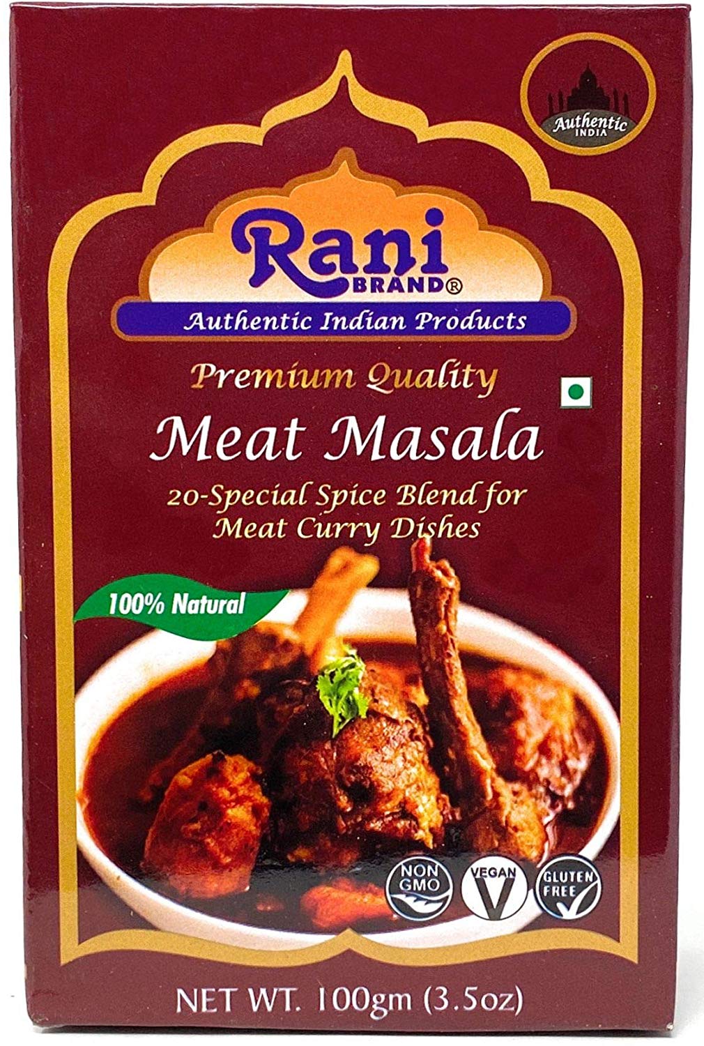 Rani Meat Curry Masala 21-Spice Blend 3.5oz (100g) ~ All Natural | Vegan | No Colors | Gluten Friendly Ingredients | NON-GMO | Indian Origin Rani Meat Curry Masala 21-Spice Blend 3.5oz (100g) ~ All Natural | Vegan | No Colors | Gluten Friendly Ingredients | NON-GMO | Indian Origin