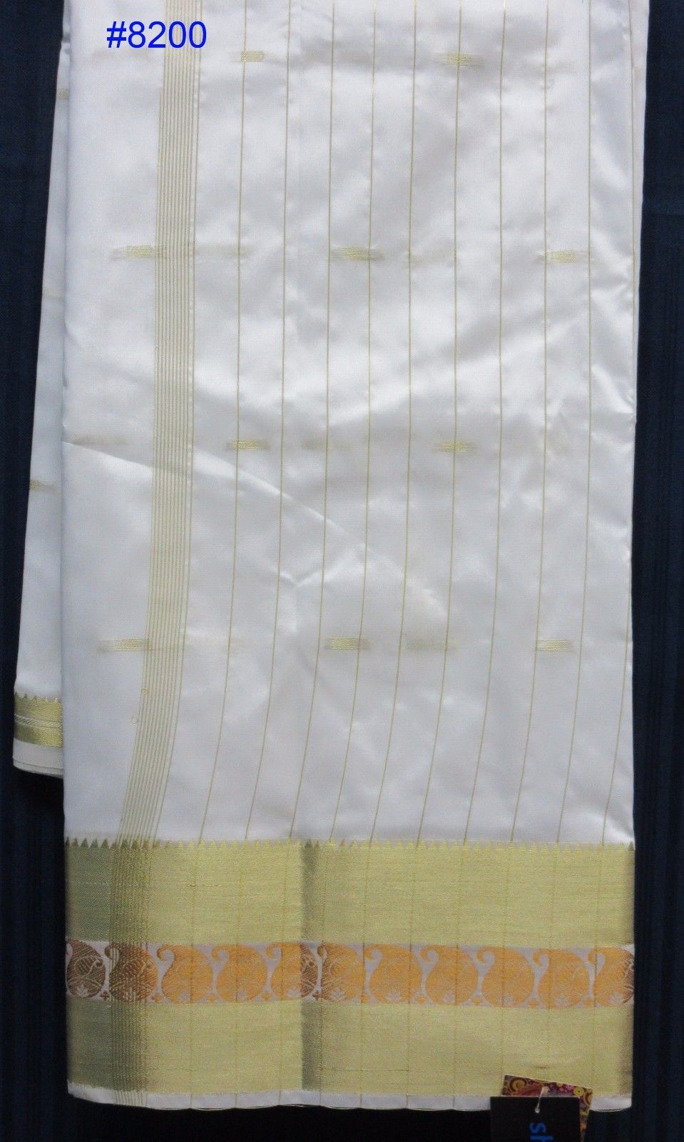 White Silk Kanjiviram Silk Cocktail Evening Wear Saree #8200
