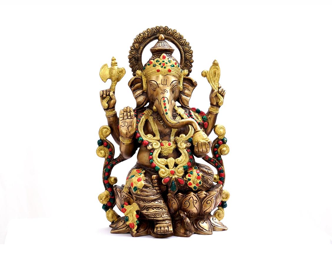 Ganesh Idol - Brass Statue for Puja, Home Mandirs, Decor, Gifts 12 x 7 x 9 In Ganesh Idol - Brass Statue for Puja, Home Mandirs, Decor, Gifts 12 x 7 x 9 In