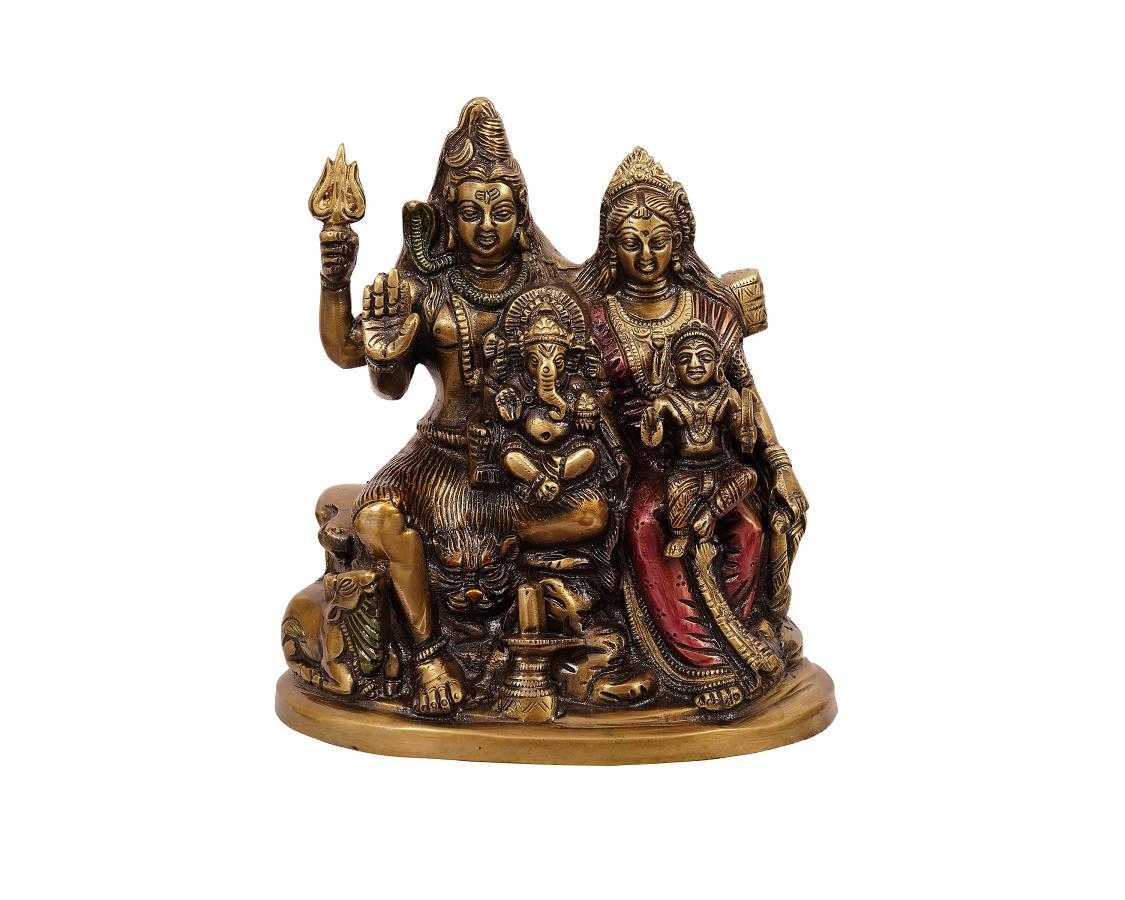 Shiv Parivar Parvati, Kartikeya, Ganesha Murti Brass Material for Puja, Home Mandirs, Gifts 4.5 X 10 X 8.5 In Shiv Parivar Parvati, Kartikeya, Ganesha Murti Brass Material for Puja, Home Mandirs, Gifts 4.5 X 10 X 8.5 In