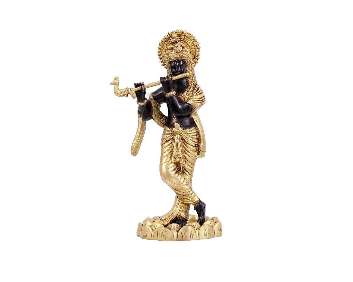Shri Krishna Brass Statue for Puja, Home Mandirs, Gifts 4.5 X 4.5 X 11 In Shri Krishna Brass Statue for Puja, Home Mandirs, Gifts 4.5 X 4.5 X 11 In