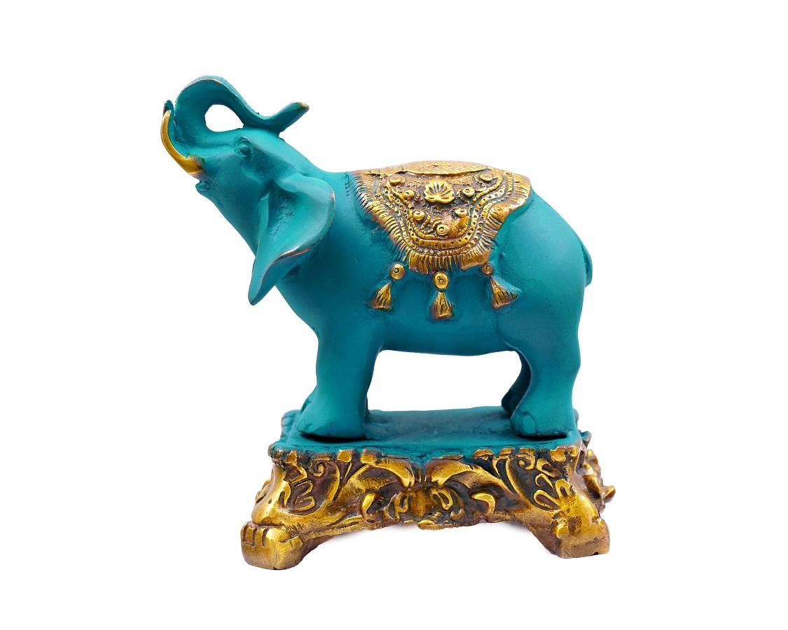 Blue Elephant Showpiece Vastu Brass Statue For Home Decor, Mandir, Gifts, Puja 3.5 X 6.5 X 6.5 In Blue Elephant Showpiece Vastu Brass Statue For Home Decor, Mandir, Gifts, Puja 3.5 X 6.5 X 6.5 In