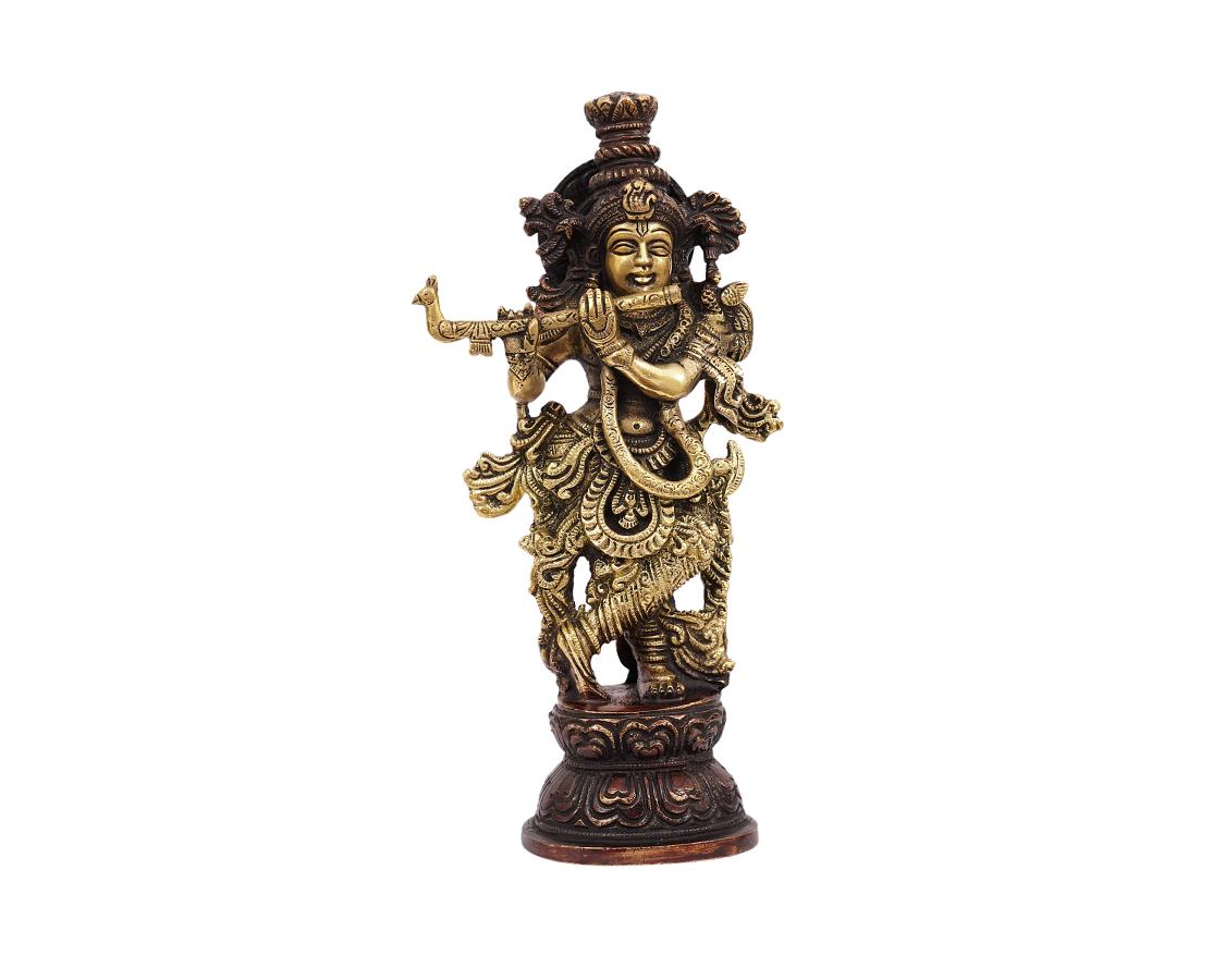 Shri Krishna Small Brass Statue for Puja, Home Mandirs, Gifts 2 X 9.5 X 3 In Shri Krishna Small Brass Statue for Puja, Home Mandirs, Gifts 2 X 9.5 X 3 In