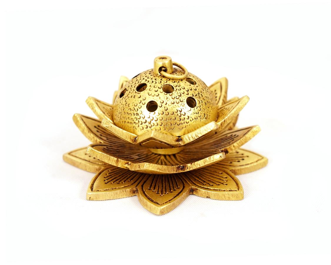 Brass Aarti Pooja Small Lotus Hanging Dhoop Diya for Aarti, Home, Puja, Mandir, Gifts 4 X 2.5 X 4 In Brass Aarti Pooja Small Lotus Hanging Dhoop Diya for Aarti, Home, Puja, Mandir, Gifts 4 X 2.5 X 4 In