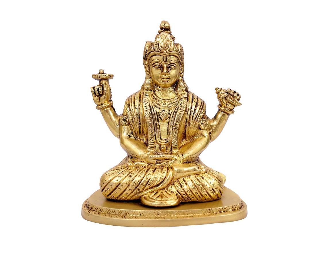 Shri Krishna with sudarshan chakra Brass Statue for Puja, Home Mandirs, Gifts, Showpiece 3.5  X 5.5 X 5 In