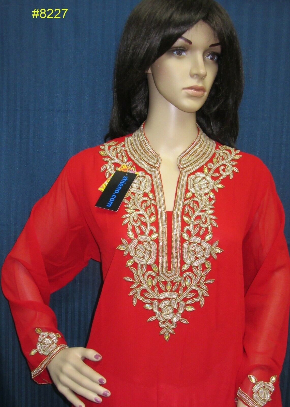 Georgette Solid Color Kurta w/ Gold Detail Cocktail Wear X Large Size Georgette Solid Color Kurta w/ Gold Detail Cocktail Wear X Large Size