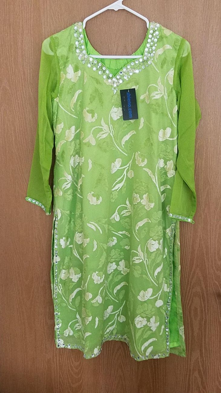 Kurti Blouse Green Georgette Top Kurti Large Size #8405 61205