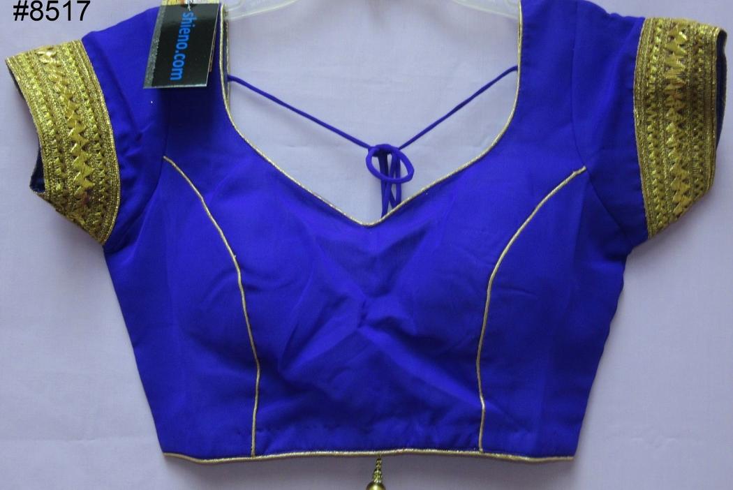 Purple Georgette Stitched Blouse w/ Gold Border S, M, L #38120 Purple Georgette Stitched Blouse w/ Gold Border S, M, L #38120