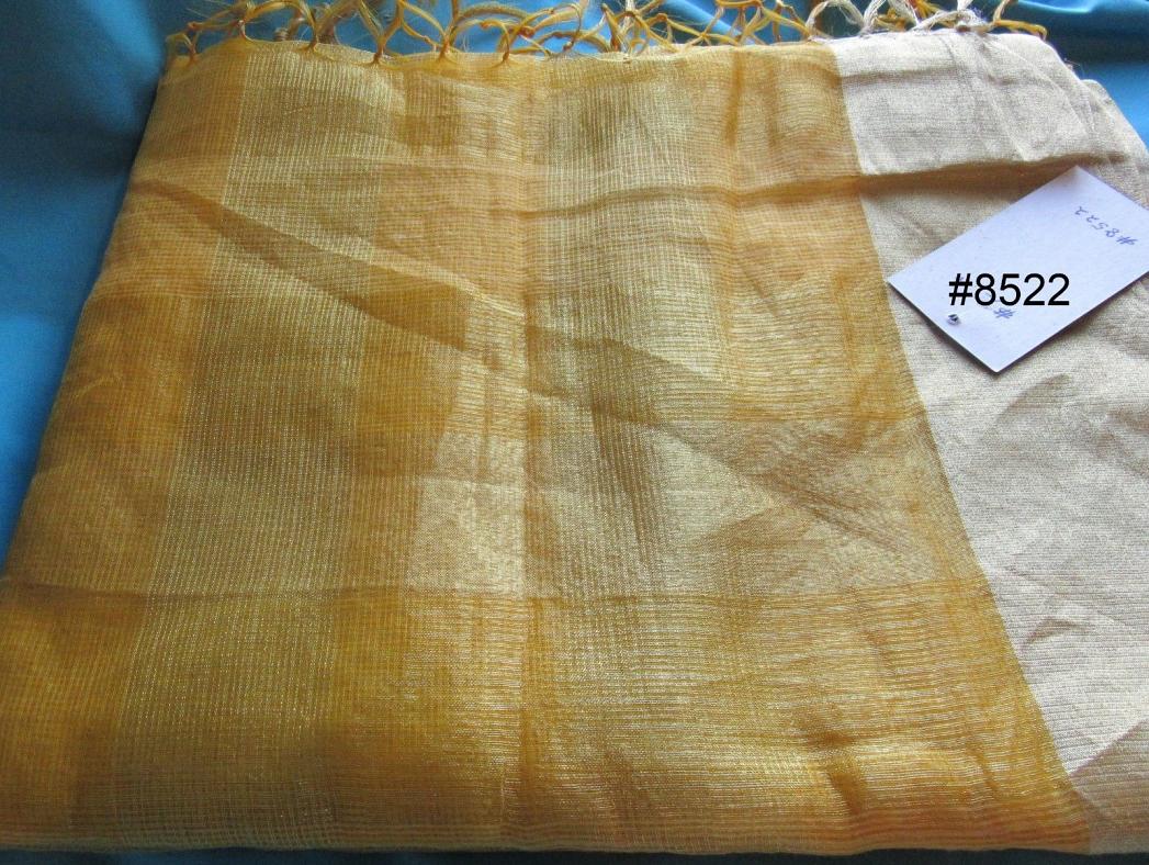 Saffron Yellow Saree, Doria Gold Zari Border Elegant Sari Saffron Yellow Saree, Doria Gold Zari Border Elegant Sari