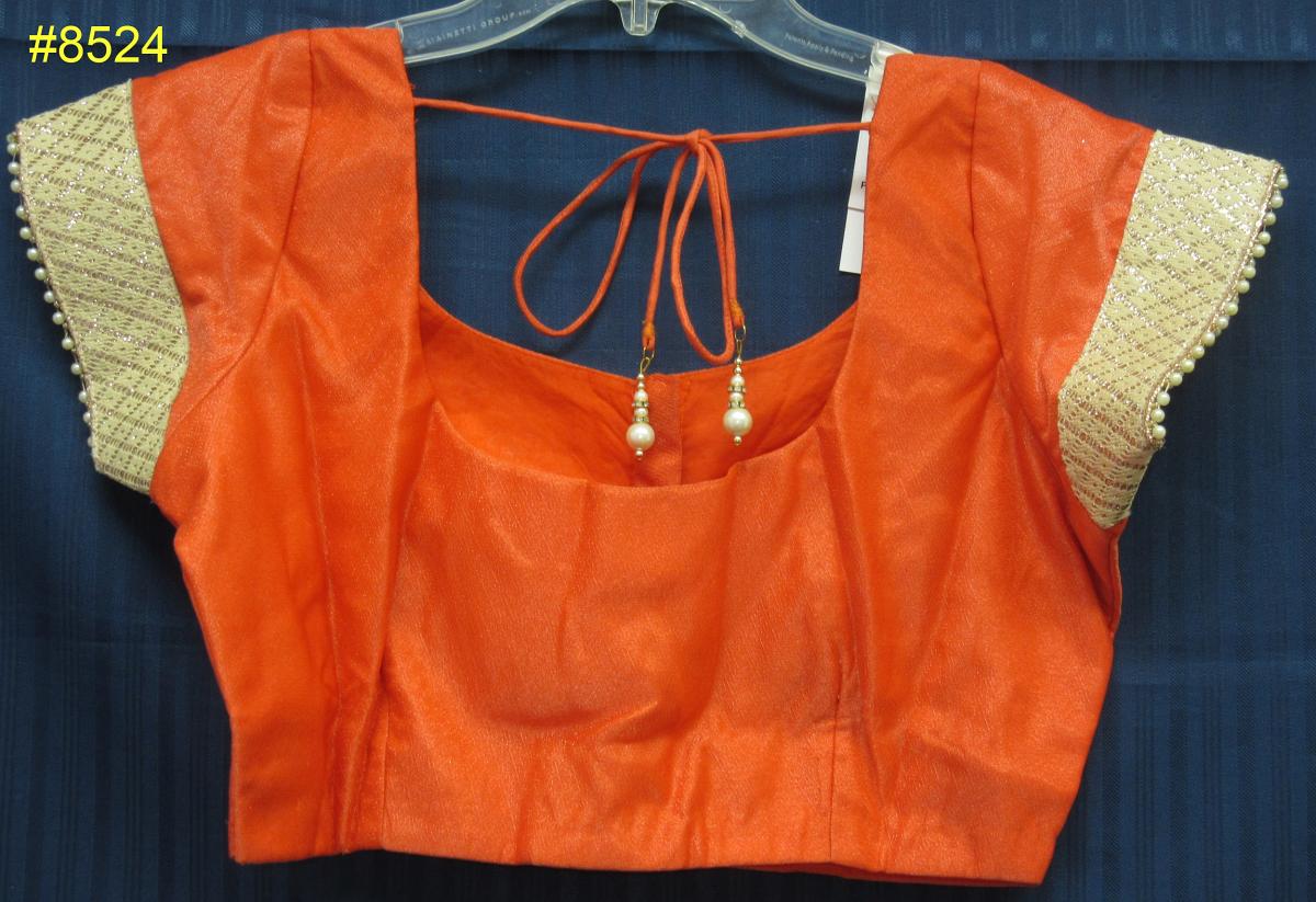 Blouse Reddish Orange Georgette Saree Blouse Medium Size #8524