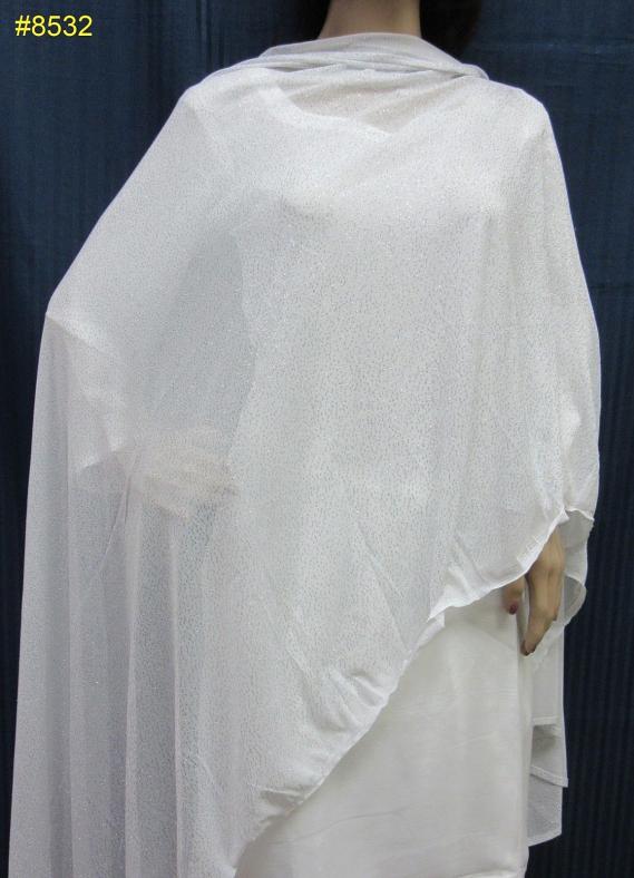White Silver Shimmer Net Jersey Dupatta Chunni Scarf