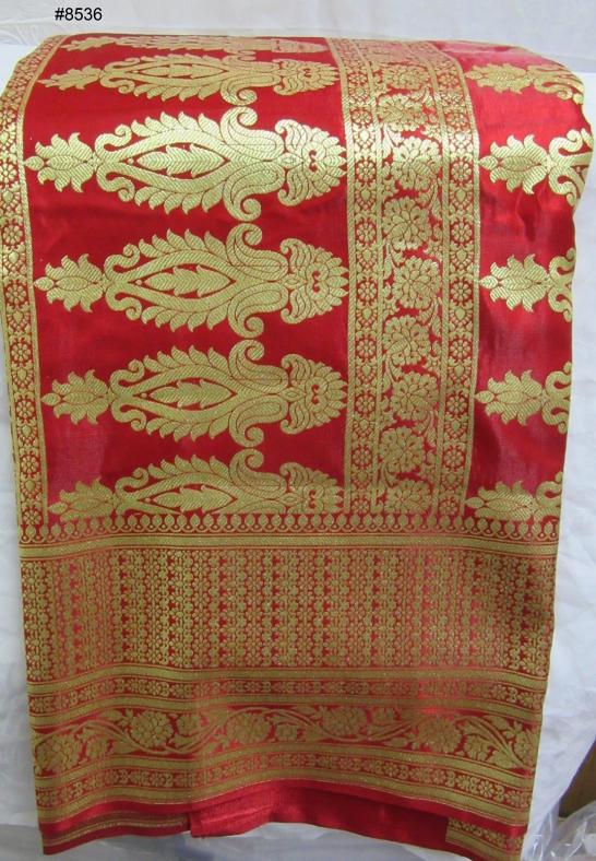 Red Banarsi Silk Golden Zari Party Wear Saree Semi Stitched Blouse 8536 Red Banarsi Silk Golden Zari Party Wear Saree Semi Stitched Blouse 8536
