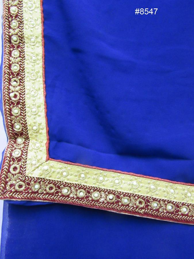 Elegant Blue Georgette Solid Color Saree #8547