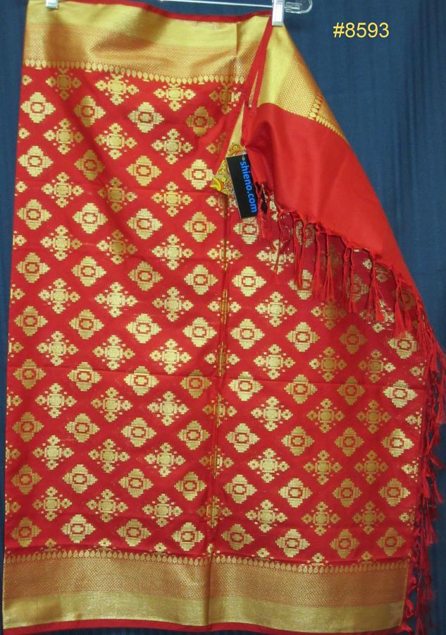 Ivory Gold Banarsi Dupatta Chunni Indian Bridal Wedding Stole #8484