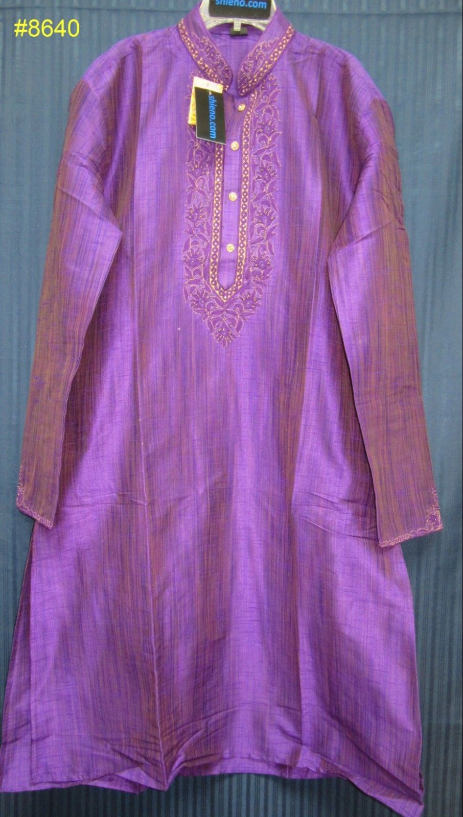Men's Rainbow Purple Tussore Kurta Pajama Dupatta Set (M) Men's Rainbow Purple Tussore Kurta Pajama Dupatta Set (M)