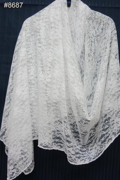 White Net Lace Floral Pattern Dupatta Chunni Shawl #8687 White Net Lace Floral Pattern Dupatta Chunni Shawl #8687