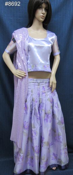 Lehenga Choli in Lilac Floral Shimmer Fully Stitched #8692
