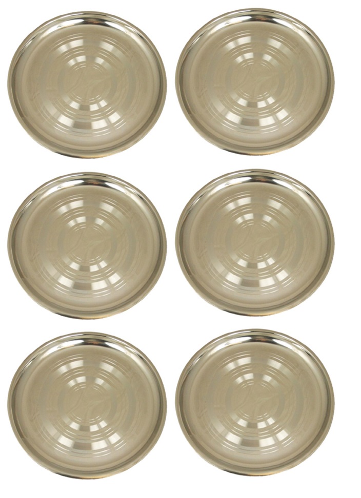 Set of 6 Stainless Steel Round Thali Plate - 7.75" / 10.5"