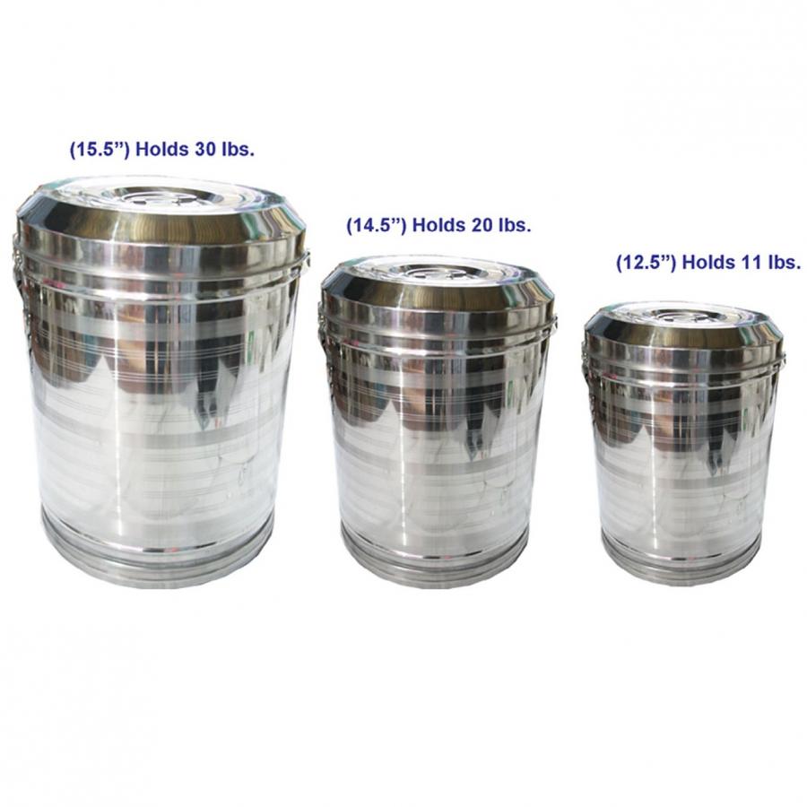 Stainless Steel 3 Pieces Large Container Set for Atta / Rice (11 to 30 Lbs) Stainless Steel 3 Pieces Large Container Set for Atta / Rice (11 to 30 Lbs)