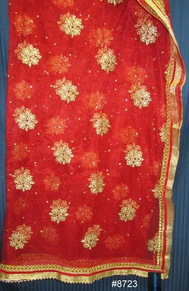 Red Bridal Chunari, Net Heavy Work Bridal Chuni Dupatta Red Bridal Chunari, Net Heavy Work Bridal Chuni Dupatta