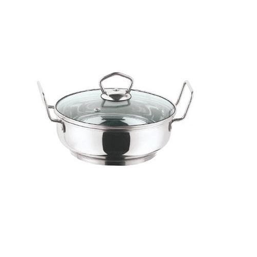 Induction Bottom Stainless Steel Kadhai w/ Lid - 7.25" to 10.25"
