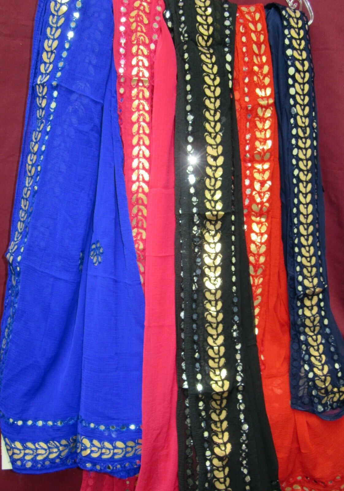 Georgette Solid Colors Golden & Silver Foil Dupatta Chunni Shole Georgette Solid Colors Golden & Silver Foil Dupatta Chunni Shole