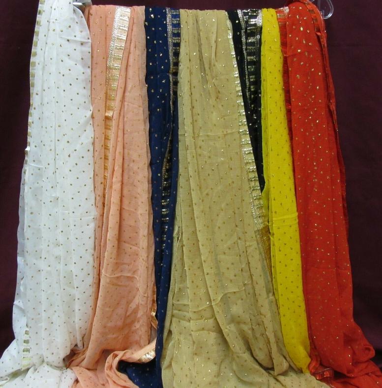 Georgette Solid Colors Golden Pin Dots Dupatta Chunni Shawl Georgette Solid Colors Golden Pin Dots Dupatta Chunni Shawl