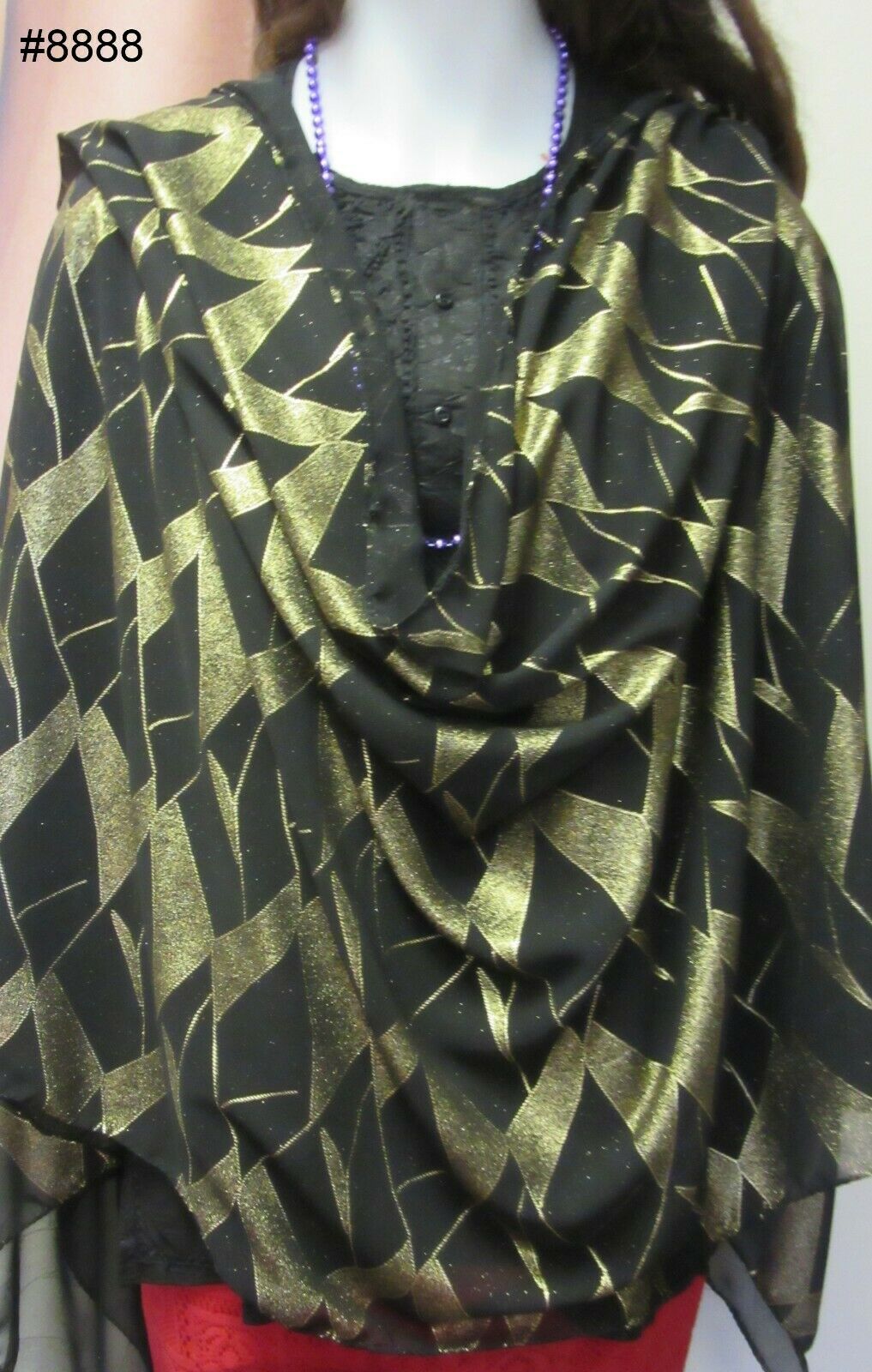 Black Georgette Gold Shimmer Dupatta Chunni Stole #8888 Black Georgette Gold Shimmer Dupatta Chunni Stole #8888