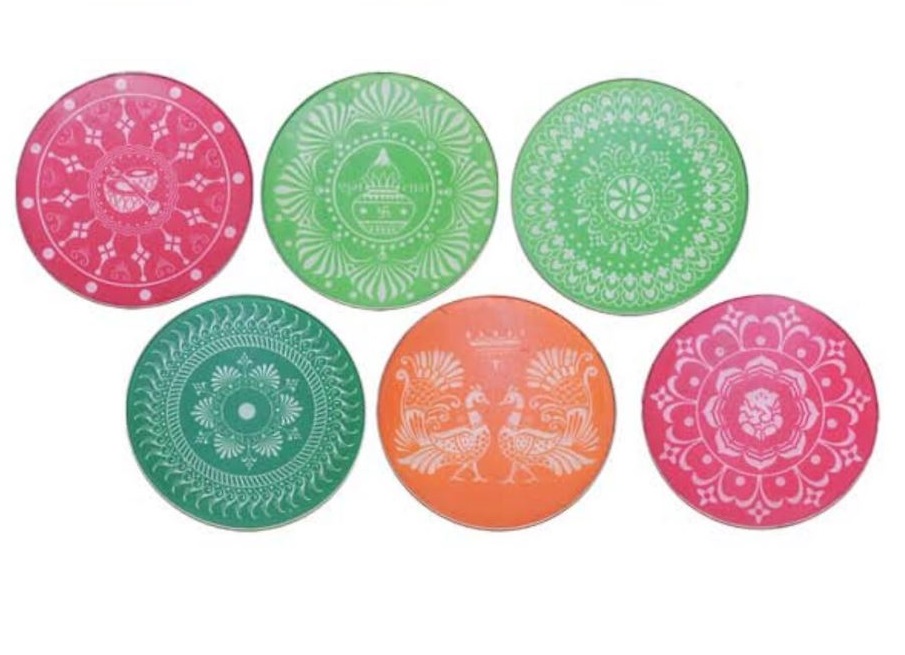 DIY Assorted Design Rangoli Stencils 12" Round Each (Set of 6 Pcs) DIY Assorted Design Rangoli Stencils 12" Round Each (Set of 6 Pcs)
