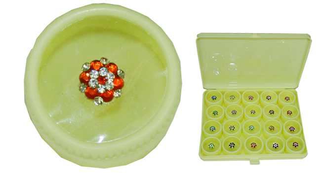 Fancy Design Stone & Beadwork Reusable Round Bindis 20 Pcs