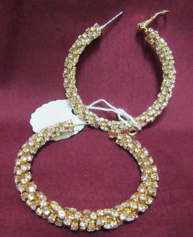 Round Ring Earrings, Golden CZ Loop Bali Earrings Pair