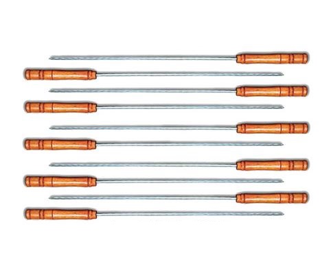 Kabab / Paneer BBQ Sticks w/ Wooden Handle 16.5" Long 10 Pcs Skewers Set