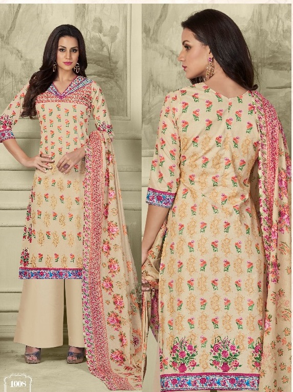Indian Pakistani Printed Salwar Kameez, Unstitched Bollywood Suit 1008
