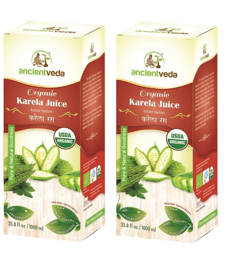 Ancient Veda Organic Karela (Bitter Gourd) Juice 2 X 1 liter / 33.8 fl oz
