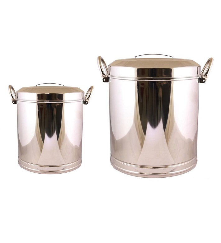 2 Pc Set Stainless Steel Multipurpose Canister Container w/ Lid 13" & 16" 2 Pc Set Stainless Steel Multipurpose Canister Container w/ Lid 13" & 16"