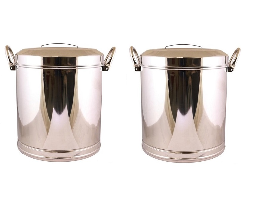 2 Pc x 13" Set Stainless Steel Multipurpose Canister Container w/ Lid 2 Pc x 13" Set Stainless Steel Multipurpose Canister Container w/ Lid