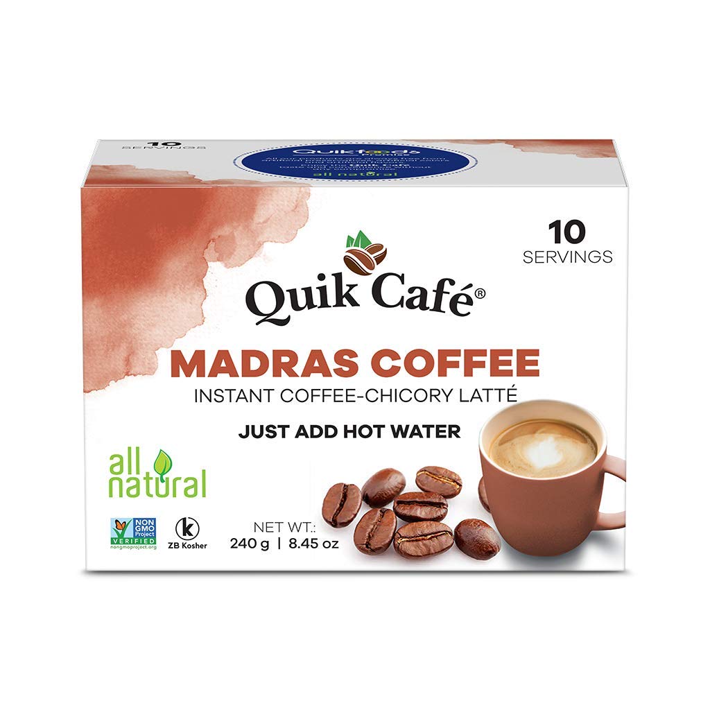 Quik Caf Madras Coffee - Single Box 10 Count - All Natural & Preservative Free Instant Coffee Quik Caf Madras Coffee - Single Box 10 Count - All Natural & Preservative Free Instant Coffee
